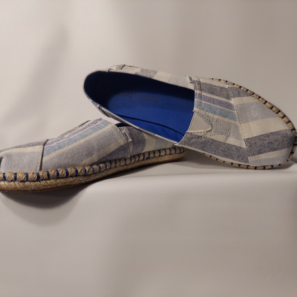 Toms Blue and Gray Striped Espadrilles